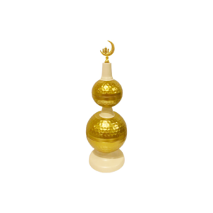 Medium Gold and Ivory Three Hammered Dome with Moon and Stand