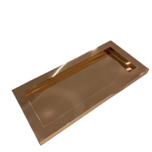 Rectangular rose Gold Plexi Mirror Tray.
