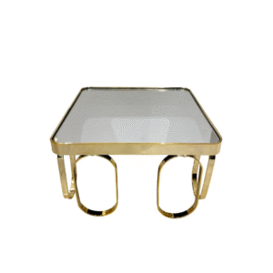 set of 3 gold rectangular mirror trays with tall round bases