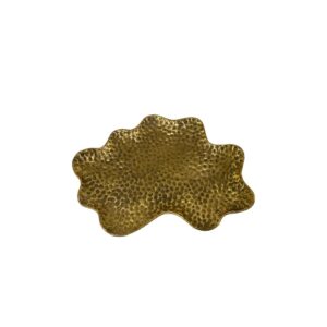 Wide gold wavy edged iron tray.