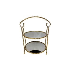 two-layer gold mirror tray with braided edges