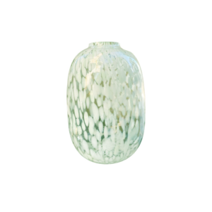 Rounded Green patterned Glass vase