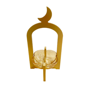 Gold crescent stand with glass bowl