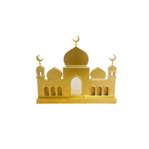 Gold MDF mosque with 3 gold crescent