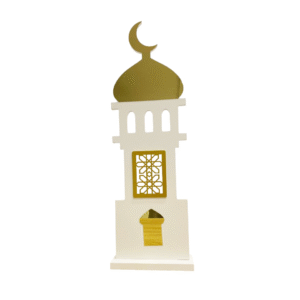 White MDF mosque with gold architectural details
