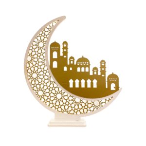 Light engraved MDF crescent with a white frame