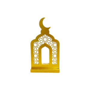 Gold Engraved MDF Mosque with a Crescent on top