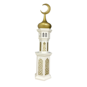 White MDF mosque with gold crafted crescent