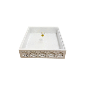 Square white tray with patterned border