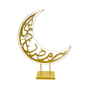 Gold iron crescent arch with a tall base