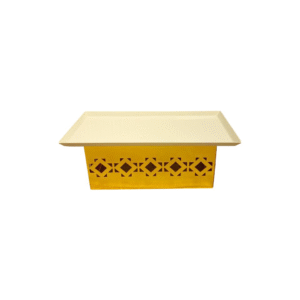 Rectangular white plate with a gold crafted base