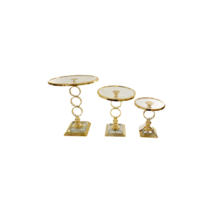 Set of 3 gold stands with a circular base