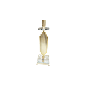 Gold candle holder with vertical bars base