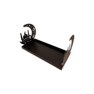 Black rectangular tray with a black dome