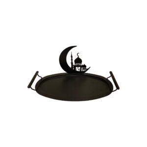 Black oval tray with a black dome