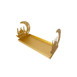Gold rectangular tray with a gold dome