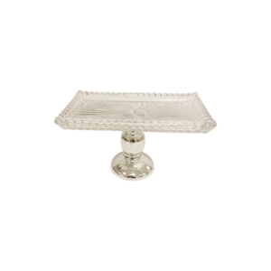 Rectangular Glass tray with a silver Base