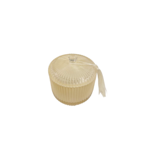 Ivory Round Ribbed candle souvenir