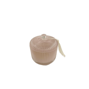 Pink Round Ribbed candle souvenir