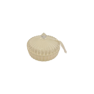 Ivory Wide round ribbed candle souvenir