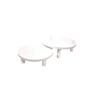 set of 2 white round wooden stands
