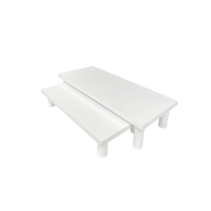 Set of 2 white rectangular wooden stands
