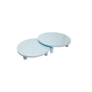 Set of 2 baby blue round wooden stands