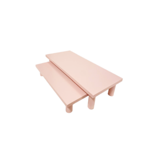 set of 2 baby pink rectangular wooden stands