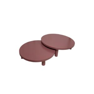 Set of 2 Dark pink round wooden stands