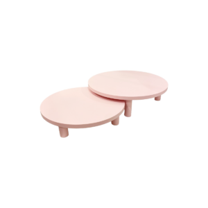 Set of 2 baby pink round wooden stands